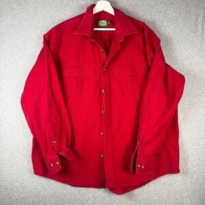 Cabelas Mens Size XL Button Front Shirt Red Long Sleeves 100% Cotton Pockets